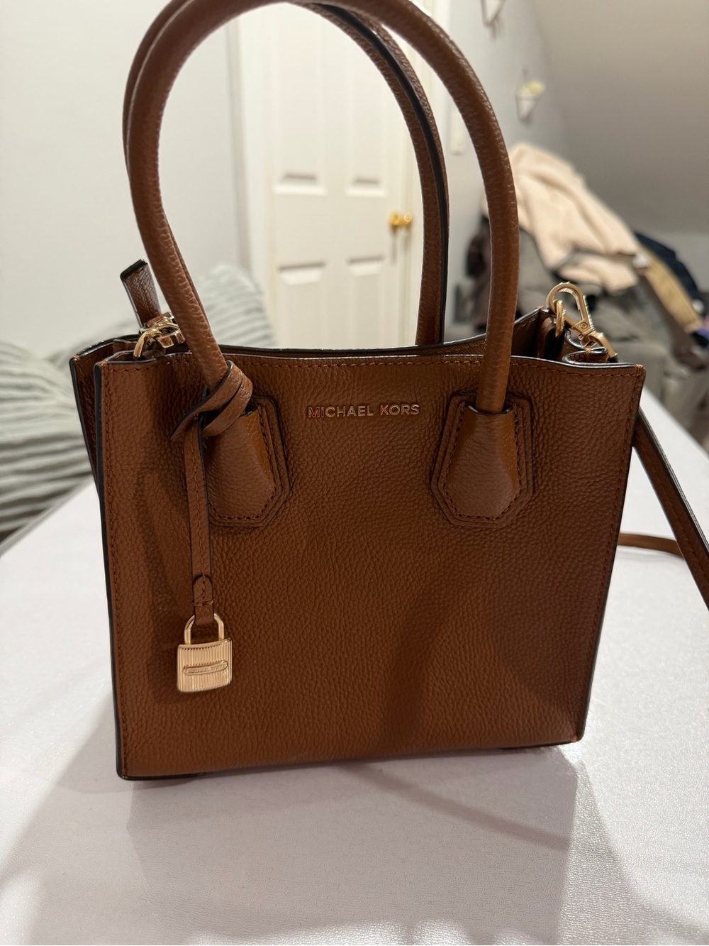 Michael Kors Chestnut Brown Pebbled Leather Satchel
